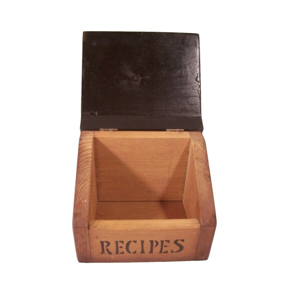 Vintage Recipe Card File Box 70s Hinged Lid Country Farmhouse - Picture 2 of 5